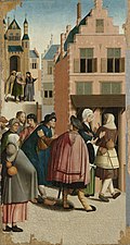 Die sieben Werke der Barmherzigkeit (Detail Heimatlose beherbergen), 1504 (S. 137 unten rechts · Werke der Barmherzigkeit)