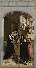 Die sieben Werke der Barmherzigkeit (Detail Nackte kleiden), 1504 (S. 137 · Werke der Barmherzigkeit)