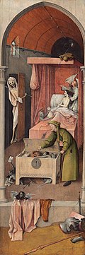 Hieronymus Bosch, Der Tod des Geizhalses, um 1490 (S. 170 · Ars moriendi)