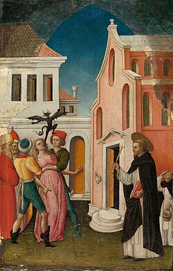 Antonio Vivarini, Petrus Martyr treibt einer Frau den Teufel aus, 1440-50, Chicago, Art Institute (S. 81 · Besessenheit und Exorzismus)