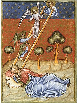 Jakobsleiter in: Wenzelsbibel, 1395-1400, Wien, Österr. NaBib (S. 139 · Jakobsleiter)