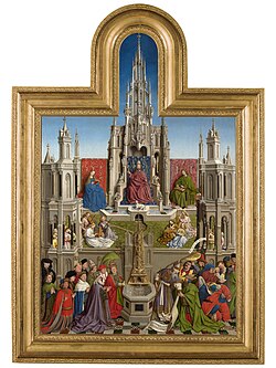 Jan van Eyck, Der Brunnen der Gnade, 1423-1429, Museo del Prado, Madrid (S. 23 · Garten und Quelle der Gnade)