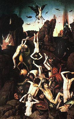 Dieric Bouts, Hölle, um 1450, Lille, Palais des Beaux-Arts (S. 221 · Verdammte)