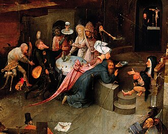 Hieronymus Bosch, Versuchung des Hl. Antonius (Detail), 1502 (S. 118 · Schwarze Messe)