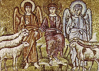 Scheidung der Schafe und Böcke, 6 Jhd., Ravenna, Sant'Apollinare Nuovo (S. 207 · Jüngstes Gericht)