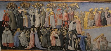 Das Paradies (aus: Das Jüngste Gericht), um 1455 von Giovanni di Paolo, (S. 56/57 · Paradies)
