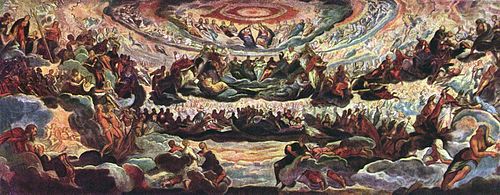 Entwurf für das Paradies von Jacopo Tintoretto, Museo Thyssen-Bornemisza, Madrid (S. 54 · Paradies) --- fehlt bei Commons (oben ist das fertige Produkt zu sehen, nicht aber der Entwurf)