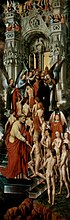 Die Seligen vor der Paradiespforte von Hans Memling (aus: Das Jüngste Gericht; linker Innenflügel eines Altars), um 1472, Danzig, Muzeum Narodowe (S. 58 · Paradies)