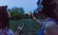 Citizen Scientists with a bat detector (photo: Ch. Häberle/Leibniz-IZW)