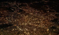 Illuminated Paris at night. Bats need to navigate through this mosaic of illuminated spaces and dark corridors.