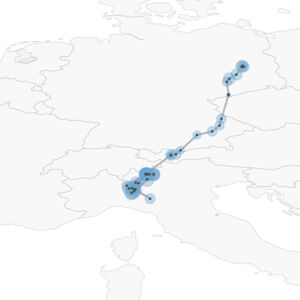 A Leisler's bat migration route from Germany to Italy (illustration by Carolin Scholz) A Leisler's bat migration route from Germany to Italy (illustration by Carolin Scholz)