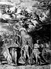 Johann Sadeler (I), Prinz Maximilian von Bayern als Herkules auf dem Scheideweg (S. 124 · Vorläufer der Antike)